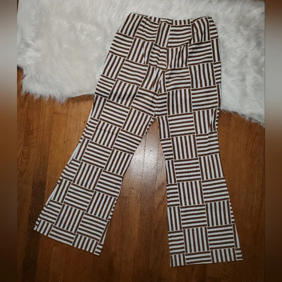 Versona Brown and White Linen/Rayon Pants - Picture 5 of 9